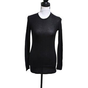 Reformation Top Davy Long Sleeve Ribbed Pullover Stretch Shirt Black Small